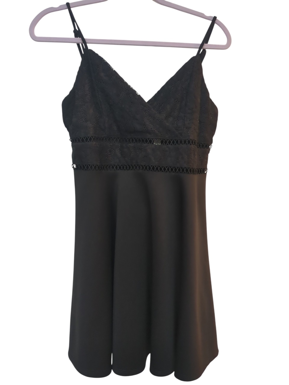 Blue Rain Black Lace Trim Fit & Flare Mini Dress Size Large Y2K Goth Coquette